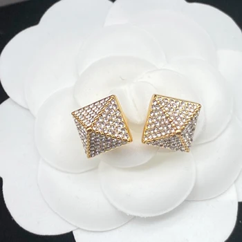 Női fülbevaló Hot Brand Pyramid Charm Gold Diamond Gold Pearl Elegance