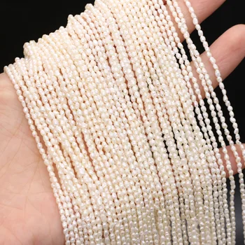 1.8-2mm természetes édesvízi gyöngygyöngyök rizs alakú fehér gyöngy gyöngyök barkácsoláshoz kézműves karkötő nyaklánc ékszerkészítés 36cm