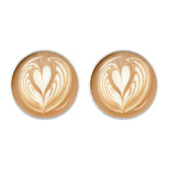 Aranyos rajzfilm kávé latte faragás szerelem szív művészet fülbevaló fülbevaló csokoládé nyomtatás virág fülbevaló
