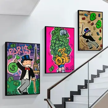 Graffiti Artwork Monopoly poszter Öntapadós művészeti poszter Retro nátronpapír matrica DIY szoba bár Kávéház Vintage Dekoratív Festék