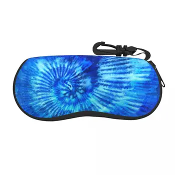Hippie Tie Dye Vízszintes szemüveg tok kék Modern Art Aranyos utazás Napszemüveg tasak Férfi női eredeti szemüveg táska