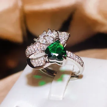 Hot Selling Love Color Treasure Kiváló minőségű smaragd nyitógyűrű Női 925 Ezüst pillangógyűrű Party esküvői ajándék