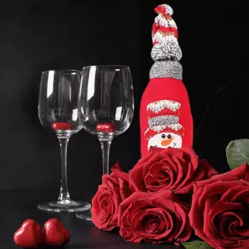 Karácsonyi vörösboros palack borítók Plüss szövetek Ünnepi Mikulás pezsgősüveg borító Karácsonyi díszek otthonra