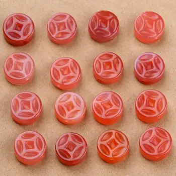 13mm természetes kő vörös sóforrás achát érme gyöngyök ékszerkészítéshez DIY karkötő charm nyaklánc medál fülbevaló kiegészítők
