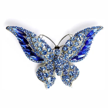 Strassz pillangó bross kitűző lányoknak Kék kristály császárné Uralkodó szárnyas brossok Ruha kiegészítők Esküvői Valentin ajándék