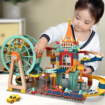 Márvány versenypálya blokkok Labirintus kastély építőelemek Oktató játékok DIY kockák gyerekeknek Fiúk karácsonyi ajándékok