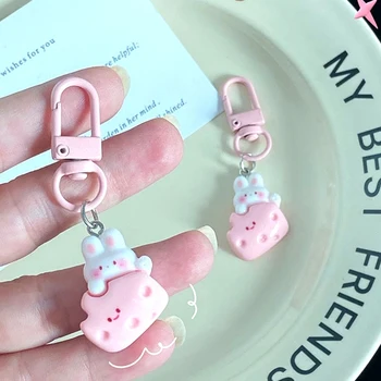 Nyúlbaba medál Aranyos nyuszi sajt kulcstartó rajzfilm kulcstartó Hátizsák Bűbájok Autó dekorációs táska kiegészítők lányoknak Nők