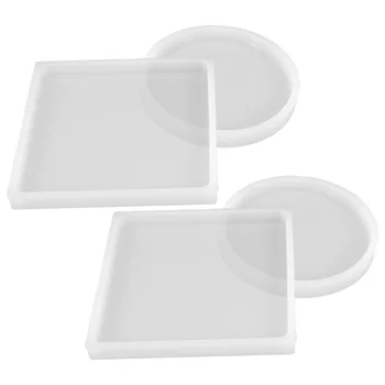 4Pcs csésze pad Forma Mold Cup Coaster Mold Mold DIY kellékek Újrafelhasználható alátét formák