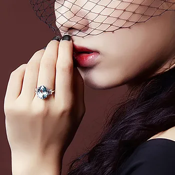 Divat szintetikus tengerkék pillangógyűrű arannyal bevonva, cirkon gyűrűvel berakva Kiváló luxus női gyűrű Anel Feminino