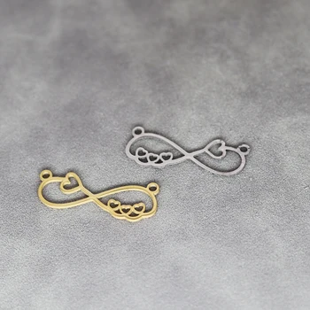 3db/lot Végtelen szimbólum Forever Hearts rozsdamentes acél varázsmedálok nyaklánc kiegészítőkhöz DIY ékszerek kézműves készítése