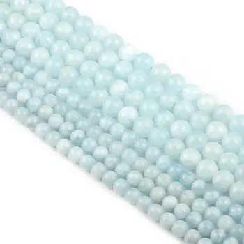 Divat Természetes kő Aquamarines Gyöngyök 4 6 8 10 mm Ékszerkészítéshez DIY nyakláncok Fülbevalók Karkötők Kiegészítők Charm ajándékok
