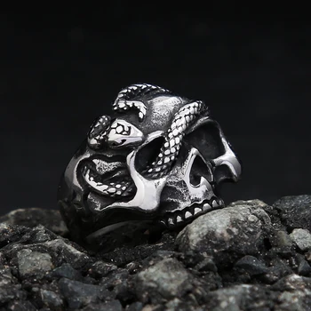 Domineering rozsdamentes acél koponya Gótikus gyűrűk férfiaknak Egyedi retro punk kígyógyűrű motoros divat ékszerek ajándék dropshipping