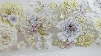 Vintage zöld rózsa lila hortenzia virágos washi szalag kártyakészítéshez DIY scrapbooking terv dekoratív matrica