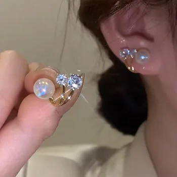 Koreai divatirányzat Exquisite Light Luxury Cirkon gyöngy fülbevaló Női 2023 Új Advanced Jewelry születésnapi zsúr ajándék