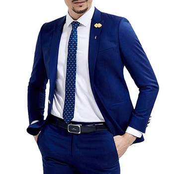 Royal Blue esküvői férfi öltönyök Slim Fit 2 részes olasz stílusú vőlegény Tuxedo férfi divatkabát nadrággal Új érkezés 2023