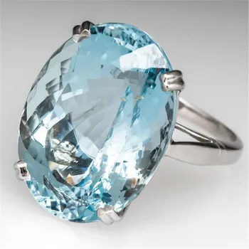 Európai és amerikai divat Zafír gyűrű Libatojás kék topázgyűrű