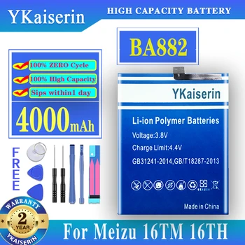 YKaiserin Új 4000mAh BA882 csere akkumulátorok Meizu Meizy16 16TM 16TH mobiltelefon akkumulátor Bateria