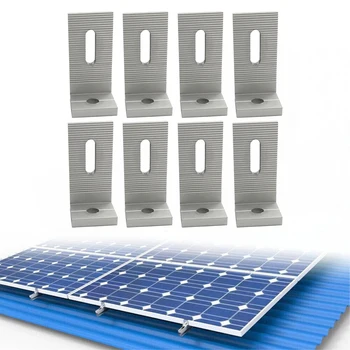 4db L típusú alumínium napelemek rögzítő konzolok Lapos tetőre szerelhető készlet Napelemes rendszer telepítése konzol tartó tartozékok