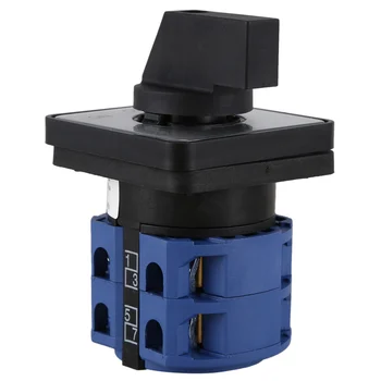 AC660V 25A 2 pólusú, 3 állású pillanatnyi műanyag forgóváltó kapcsoló Kék+fekete