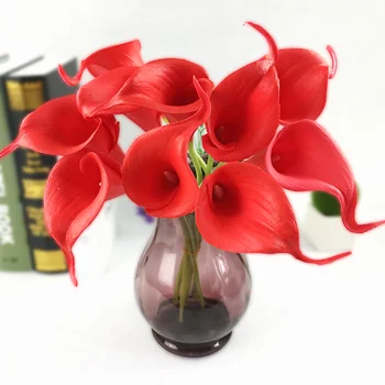 10 szár Mini Calla művirág Közös calla csokor Lakberendezés Esküvői csokor kellékek Hamis virágok