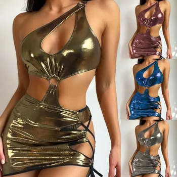 2024 Váll Bikin Népszerű európai és amerikai fürdőruha Két darab Egyszínű Forró arany Világos szexi Csipke Bikini rövid szoknya