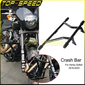 Fekete elülső autópálya Peg High 2 lépcsős ütközési rúd motorvédő Harley Softail Street Bob Low Rider S Fat Bob Standard 2018-2023