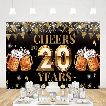 Üdvözlet a 20 éves születésnapi háttérnek Banner sör háttér dekorációk 20. évforduló esküvői udvar fotófülke kellékek