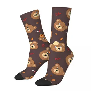 Boldog retro aranyos medvék őrült férfi zokni Uniszex mackó utcai stílusú varrat nyomott vicces legénység zokni fiú ajándék