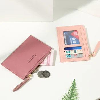 Férfi PU névkártya tartó Mini üzleti pénztárca Pure Color hitelkártya-tartó rövid pénztárca