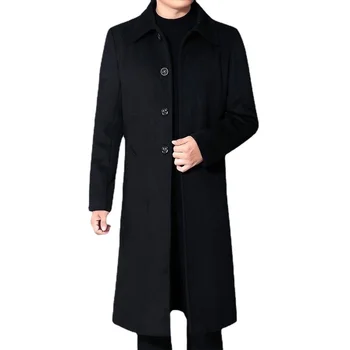 Férfi hosszú árokkabátok Kasmír gyapjú keverékek Téli kabátok Új férfi meleg hosszú kabátok Férfi üzleti alkalmi árokkabátok Méret