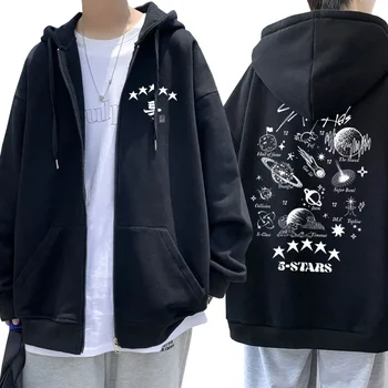 Korea Kpop Stray Kids 5 csillagos kapucnis pulóver kabátok divat Harajuku 2023 új zenei album kapucnis pulóver cipzáras pulóver férfi női polár dzseki