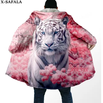 A király fehér tigrisbőr mítosz 3D nyomtatás vastag meleg kapucnis köpeny férfi kabát kabát szélálló gyapjú köpenyköpeny köpenyes kapucnis takaró-10