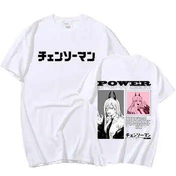 Anime nyomtatás Láncfűrész Férfi Power Women póló Grafika Hip Hop felsők alkalmi bő rövid ujjú Oversize póló Férfi pólók