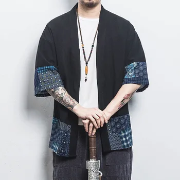 Hot Sale 2023 nyári férfi rövid ujjú ing Kimonó Cardigan Hanfu ing ötujjú japán bő köntös kínai stílus
