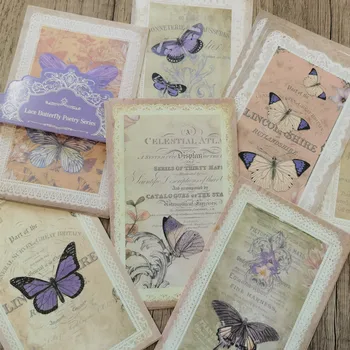 Vintage csipke pillangókeret írható anyag papír Diy dekoratív papír jegyzettömb scrapbooking kézzel készített ócska folyóirat kézműves