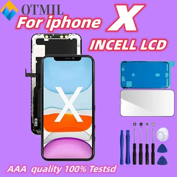 AA + ++ A legjobb választás incell LCD iPhone X kijelzőhöz Képernyő 3D Touch digitalizáló egységgel Nincs halott pixel csere