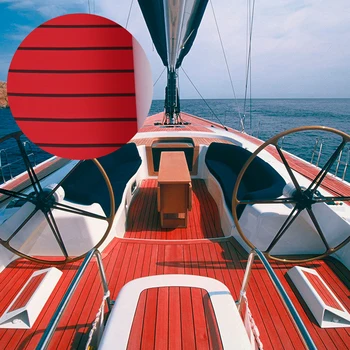  piros fekete vonalakkal EVA hab teak lemez tengeri padló 35.4inchX94.5inch Yacht szintetikus hajó fedélzet öntapadó pad