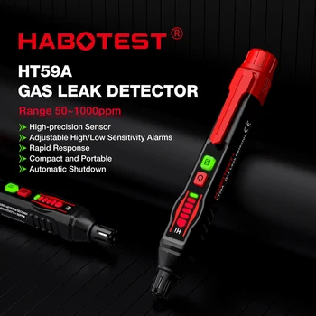 HABOTEST HT59A földgázszivárgás-érzékelő hallható és vizuális riasztással Hordozható kézi éghető gázszivárgás-érzékelő otthoni használatra
