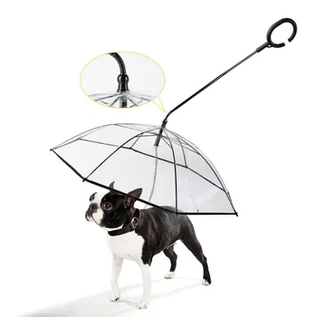Kutya átlátszó esernyő -Könnyű nézet, összecsukható állítható esernyő póráz kutyának kis háziállatok számára, fém póráz
