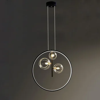 Nordic Egyszerű és elegáns LED függőlámpák Fém gyűrű dekoráció Függő lámpák Nappali mennyezeti csillár szoba lámpa
