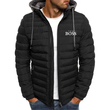 2024 Divatos túlméretezett kabát férfiaknak levehető kalappal, vastagított kapucnis pulóver húzózsinórral, téli sűrített meleg