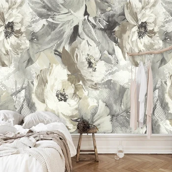 Európai retro virágok 3D tapéta hálószoba nappali dekoráció vízálló falfestmény vászon 3D fali papír falhoz egyedi méret