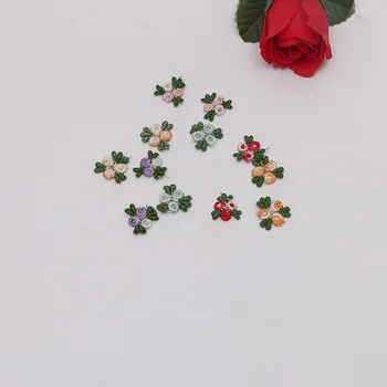 50 darab piros, zöld hímzett virágos csipke díszítés rátéttapaszok női varrókellékek vágása