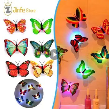 3D pillangó falmatricák Aranyos kis játékdekoráció DIY nagykereskedelem LED dekoratív falak Lámpa ragasztható lakberendezési matricák