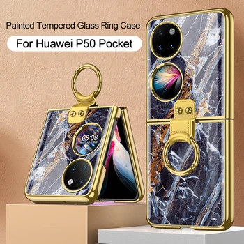 GKK eredeti telefontok Huawei P50 Pocket 4G tokhoz Luxus edzett üvegbevonatú keret kemény borítás Huawei P50 Pocket 4G-hez