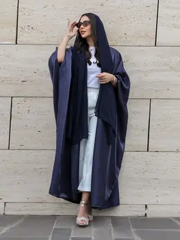 Nyári Abaya nőknek Fényes selymes denevérszárny Nyitott Abayas Kimonó Muszlim Dubai Szerény esti Cardigan Party ruha Dreses Over Size