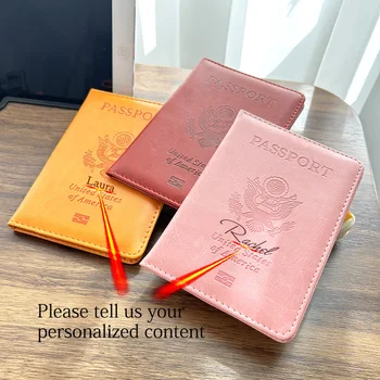 Utazási útlevél borító USA nők rózsaszín személyre szabott útlevéltartó tervező Utazási útlevél táska