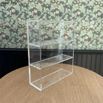 Babaház Mini könyvespolc DIY átlátszó tortaszekrény miniatűr tárgyak Árucikk polc OB11 babák Ház bútor kiegészítők