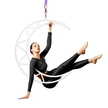  Légi jóga kézgyűrű segített pozíció művelet Jóga kiegészítők karbantartása rozsdamentes acél hold alakú tánc forgó kézgyűrű