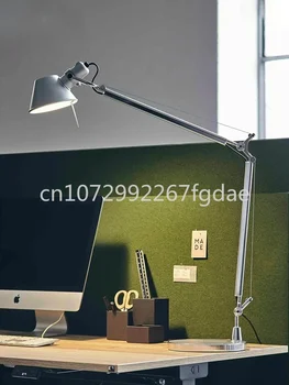 ipari stílusú asztali olvasó szemvédő fényerő-szabályozó hosszú mechanikus billenőkaros asztali lámpa